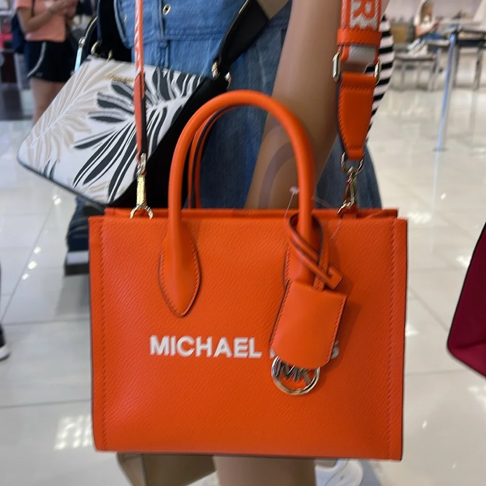 MICHAEL KORS
Mirella Small Pebbled Leather Crossbody Bag Tote 
Poppy 
NWT - Picture 14 of 16
